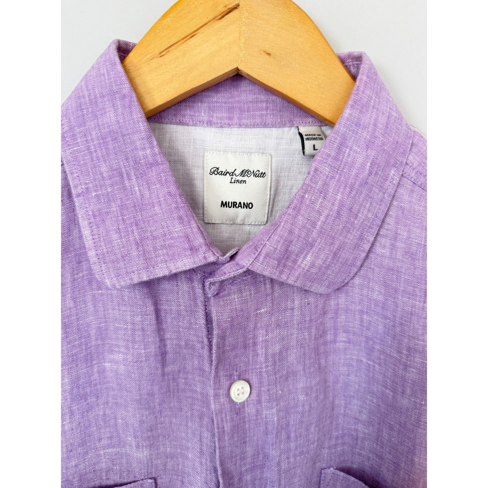 Murano Baird McNutt Irish Linen Shirt Mens Large Purple Short Sleeve Button Down - Picture 3 of 6